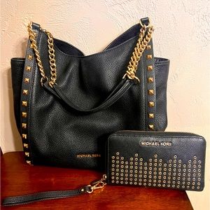 MICHAEL KORS Studded Shoulder Bag and Wallet